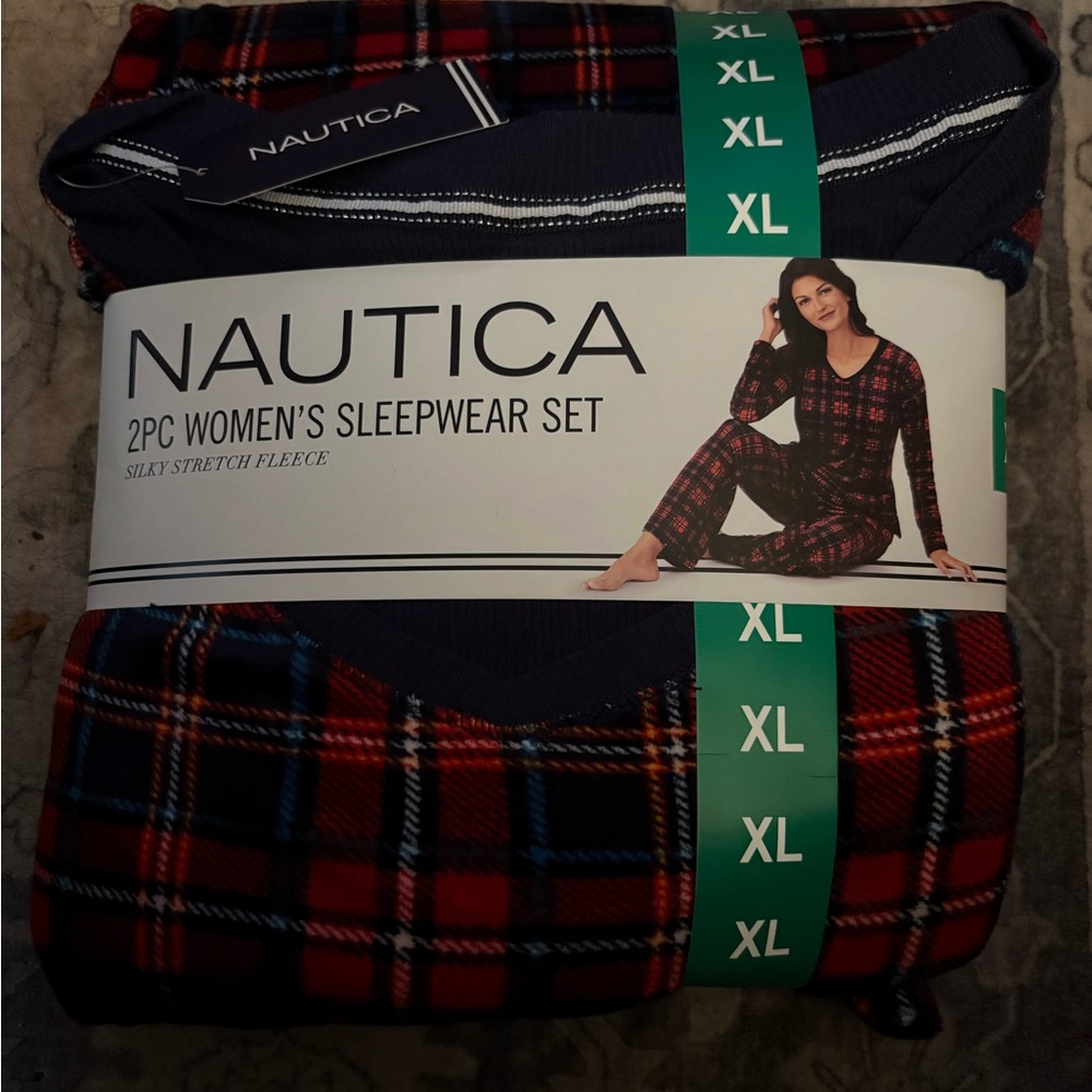 Nautica Red and Blue Plaid Pajama Set Intimates & Sleepwear, stretch fleece
